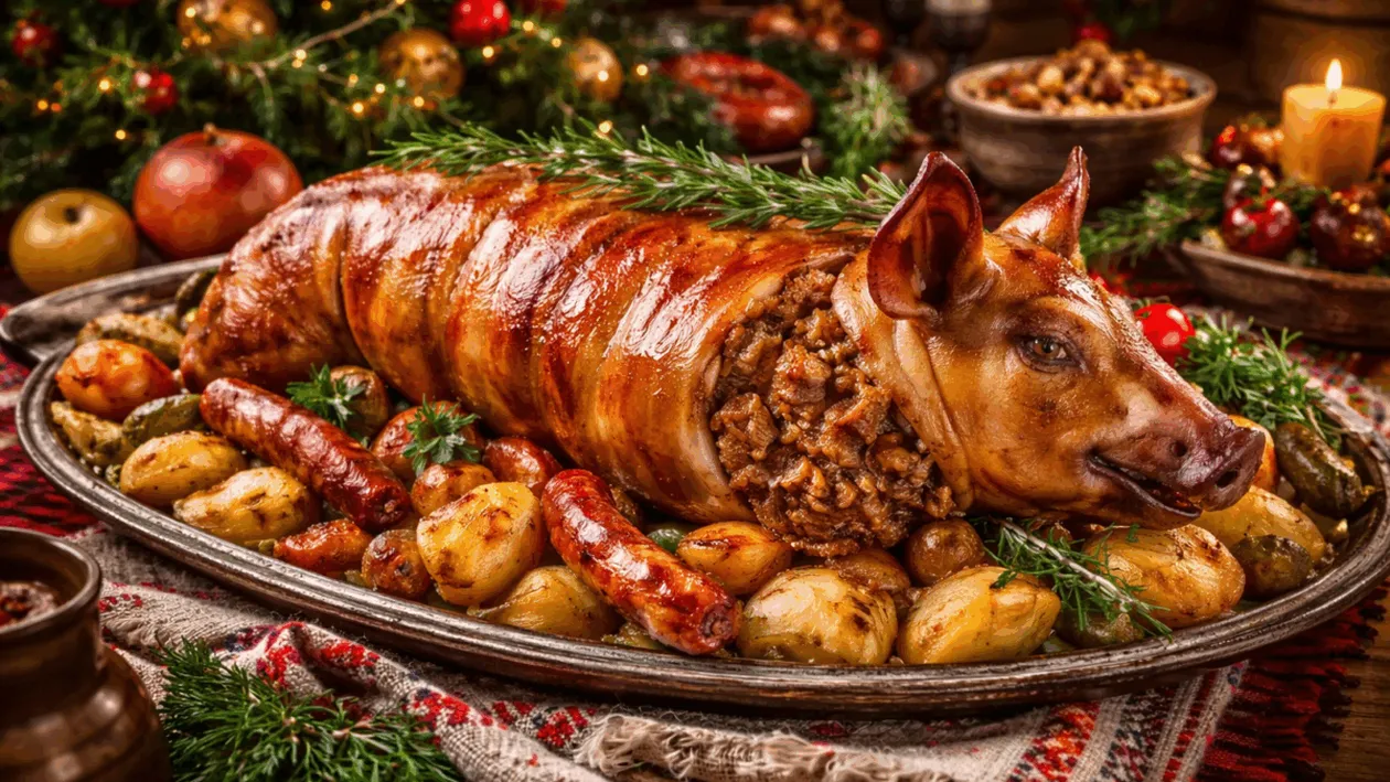 Rețeta de purcel umplut a lui Radu Anton Roman. Mirosul îți încălzește sufletul!