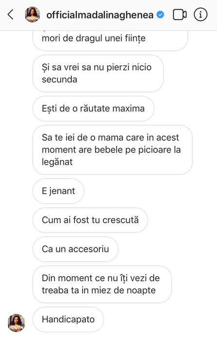 Mădălina Ghenea, jigniri la adresa fanilor pe Instagram: “Habar nu ai tu cum se crește un copil, handicapato“