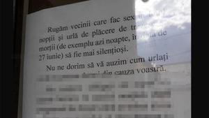 Ce afiș au lipit locatarii unui bloc din Cluj-Napoca, la intrarea în casa scării: "Rugăm vecinii care urlă de plăcere să.."