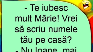 BANC | "Te iubesc mult, Mărie! Vrei să scriu numele tău pe casă?"