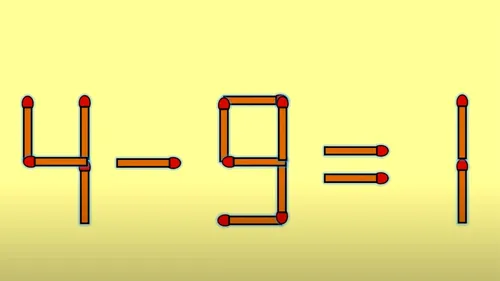 Test IQ cu chibrituri | Mutați un singur băț, pentru a corecta 4 - 9 = 1