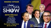 Marius Tucă Show începe duminică, 1 decembrie, de la ora 19.00, live pe Gândul.ro. Ediție Specială – România votează!