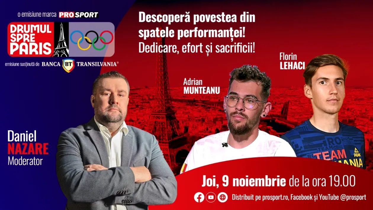 Canotorul Florin Lehaci și cârmaciul Adi Munteanu sunt invitații emisiunii ,,Drumul spre Paris’’ de joi, 9 noiembrie, de la ora 19:00