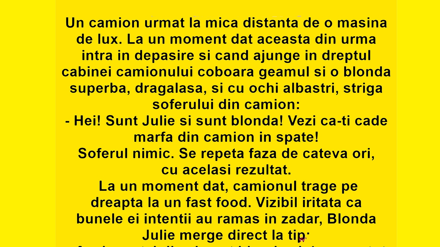 BANCUL ZILEI | "Hei, sunt Jolie și sunt blondă!"
