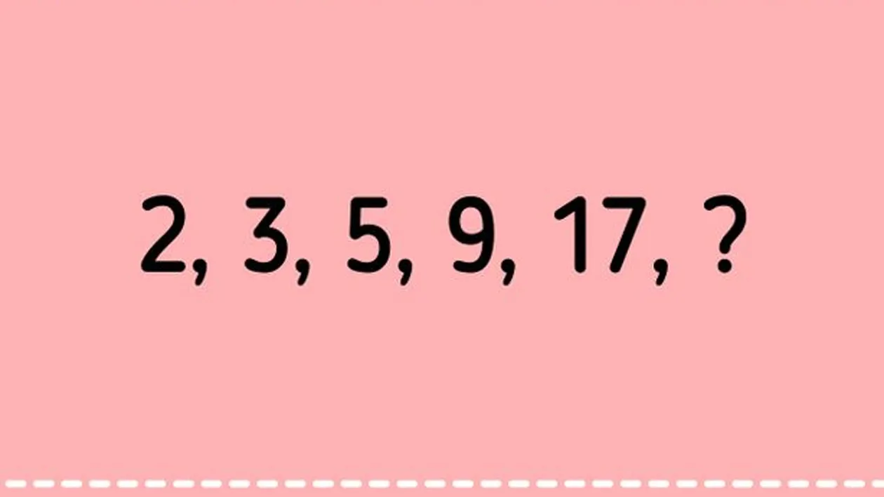 IQ test cu 10 întrebări | Prima: Ce număr urmează în seria 2, 3, 5, 9, 17?