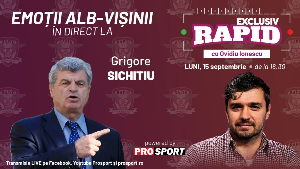 Rapid continuă lupta pentru titlu, iar noi vă așteptăm la EXCLUSIV RAPID în direct pe YouTube - ProSport, de la ora 18:30, alături de Grigore Sichitiu!