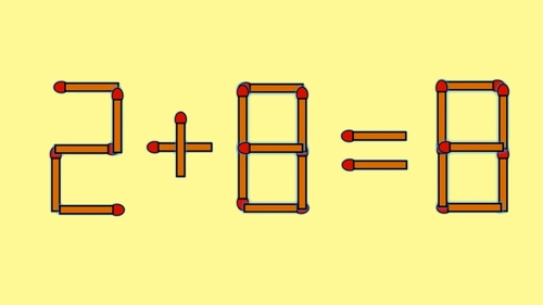 Test IQ cu chibrituri | Mutați un singur băț, pentru a corecta 2 + 8 = 8