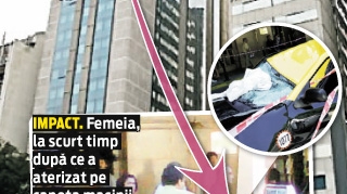 A aterizat direct pe capota unui taxi