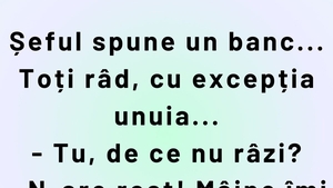 BANCUL ZILEI | Șeful spune un banc și toți râd, cu excepția unuia