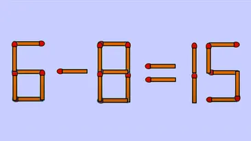Test de inteligență | 6-8=15 este greșit. Pentru a corecta egalitatea, mutați un singur chibrit