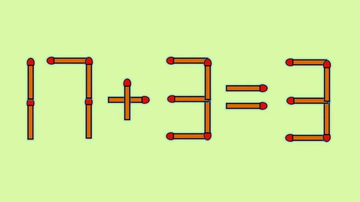 Test IQ exclusiv pentru genii | Corectați 17 + 3 = 3, mutând un singur chibrit