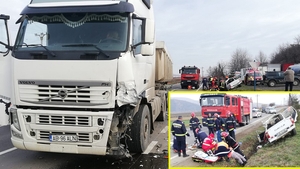 Accident nimicitor între o Dacie 1310 și un TIR! O femeie însărcinată și un bărbat au murit. A fost solicitat elicopterul SMURD pentru unul dintre răniți