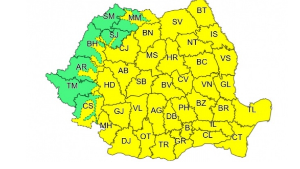 Atenționare meteorologică COD GALBEN pentru 12 mai! Care sunt zonele afectate