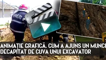 ANIMAŢIE GRAFICĂ. CUM A AJUNS UN MUNCITOR SĂ FIE DECAPITAT DE CUVA UNUI EXCAVATOR