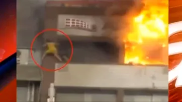 Imagini cu puternic impact emoțional! Două femei sar de la etajul unui hotel în care izbucnise un incendiu