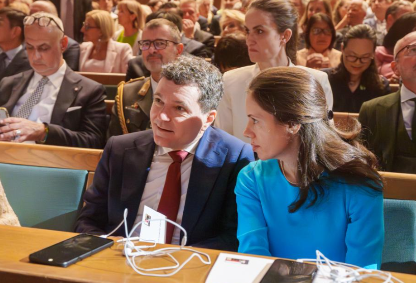 Nicușor Dan și Mirabela Grădinaru în timpul vizitei oficiale din Austria/ sursă foto: Administrația Prezidențială
