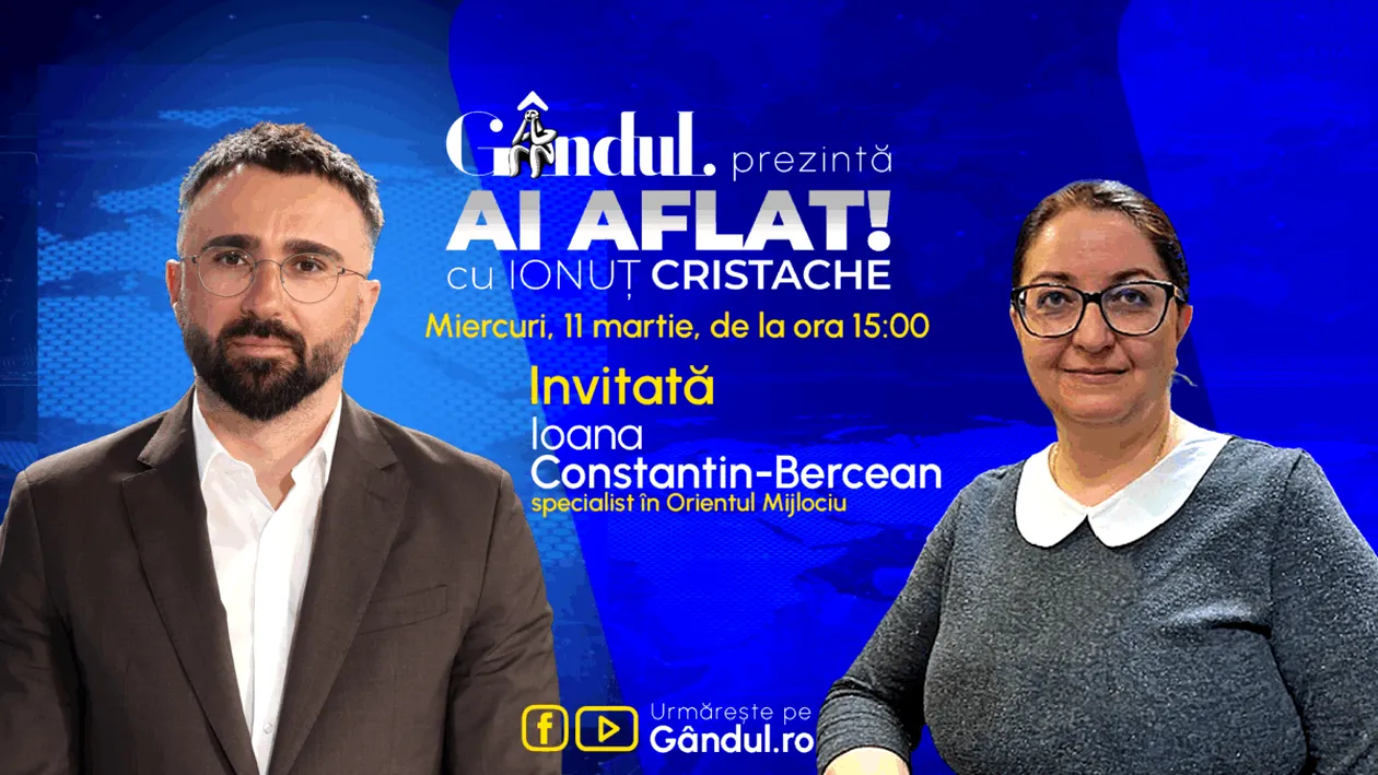 „Ai Aflat! cu Ionuț Cristache” începe miercuri, 11 martie, de la ora 15.00, live pe Gândul. Invitată: Ioana Constantin-Bercean