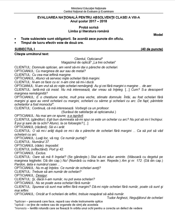 Evaluarea Națională 2019. Ce subiecte au picat la limba română în 2018