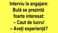 BANC | Bulă se prezintă la un interviu de angajare