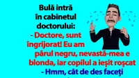 Bancul dimineții | Bulă intră în cabinetul doctorului: Copilul a ieșit roșcat!