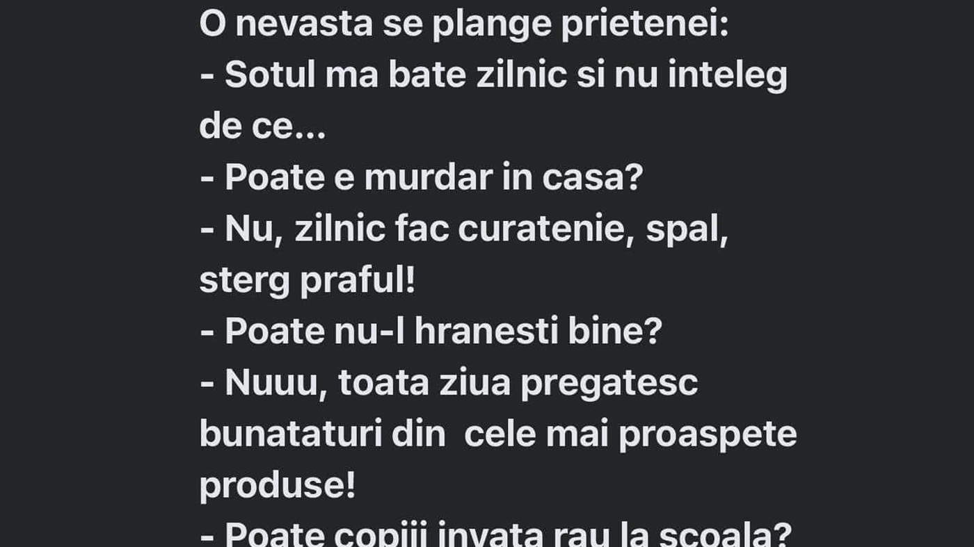 BANC | "Soțul meu mă bate zilnic și nu înțeleg de ce"