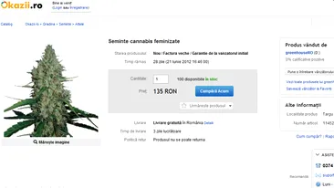 Inadmisibil! Pe un site de licitatii din Romania se vand seminte de canabis - Totul e pe fata si legal! Vezi ce poti sa-ti iei cu doar 135 de lei