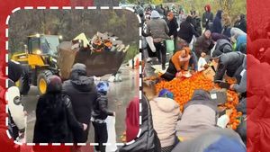 Un TIR plin cu portocale s-a răsturnat exact ca trendul de pe TikTok. Jumătate de lume adună, jumătate mănâncă la marginea drumului