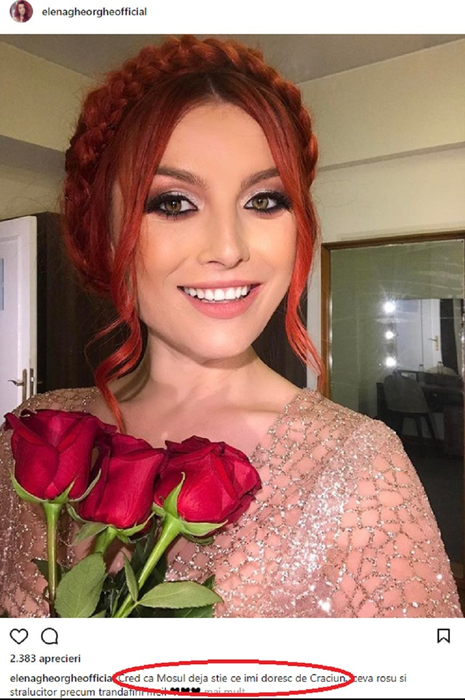 Ce-şi doreşte Elena Gheorghe de Crăciun? ”Ştie Moşul, ceva roşu şi…”