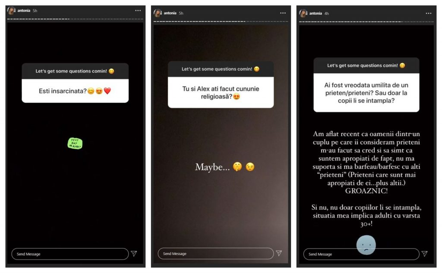 Antonia a răspuns astăzi la mai multe întrebări primite de la apropiați și fani © Instagram Stories