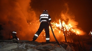 Incendiu devastator lângă Bucureşti. Şapte maşini de pompieri au fost trimise la faţa locului