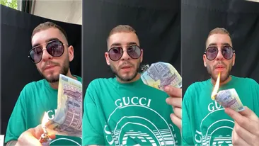Fulgy a dat foc unei bancnote de 100 de lei în timp ce era la un restaurant: “Uitați ce înseamnă banii pentru mine”. Ce sume oferă cerșetorilor | VIDEO