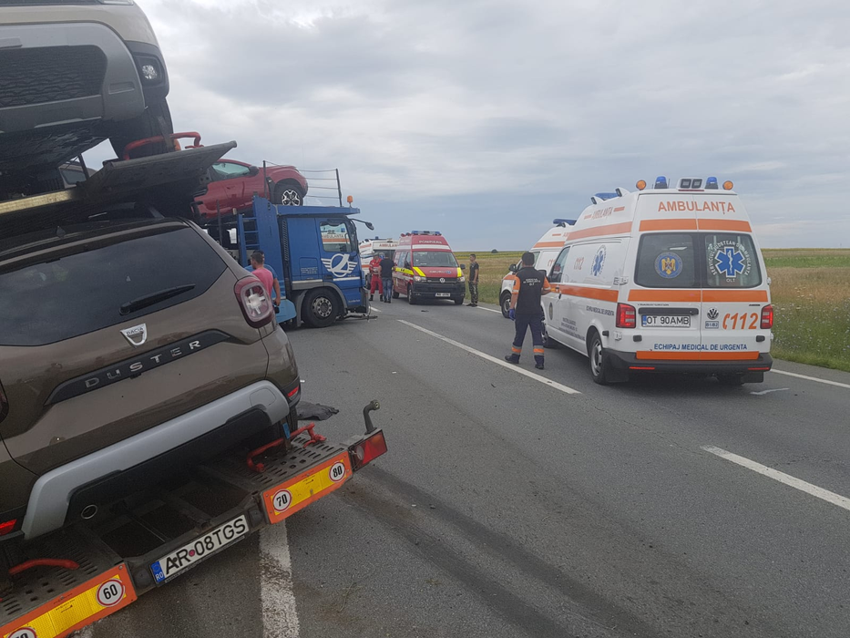 Accident în lanț pe DN 65, la Priseaca, Olt