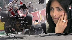 Momente de groaza! Nicole Scherzinger a privit de pe margine cum masina iubitului ei, Lewis Hamilton, s-a facut praf pe pista