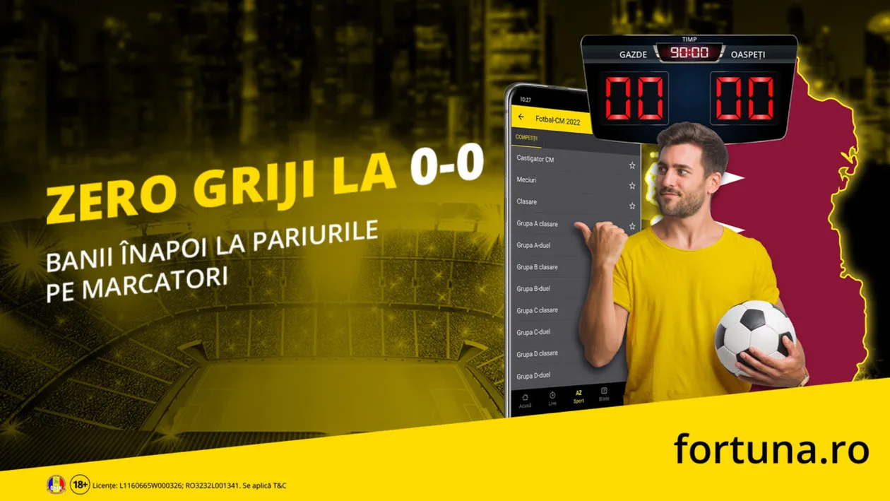 La Fortuna, pentru orice partidă care se termină 0-0, tu primești automat banii înapoi! Intră în joc și descoperă cum funcționează