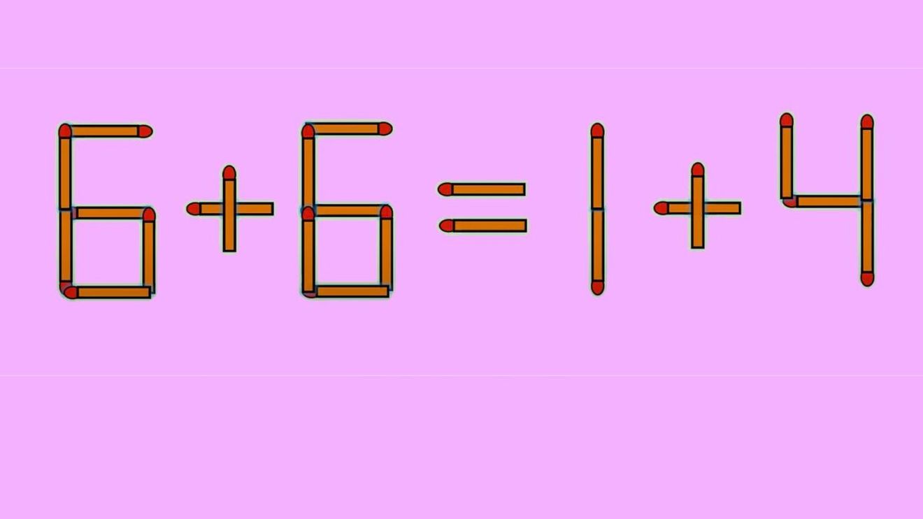 Test IQ doar pentru genii | Mutați un singur chibrit, pentru a corecta 6+6=1+4
