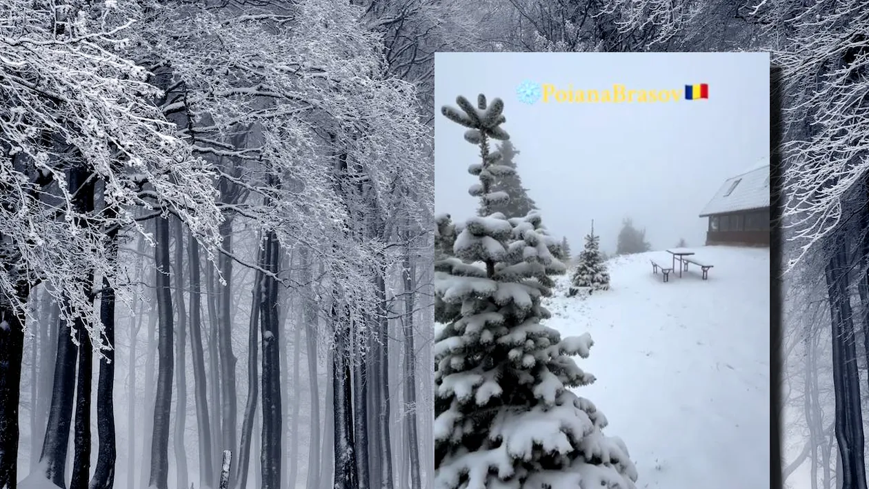 Imagini cu prima zăpadă din România. Cum arată Poiana Brașov cu 30 de zile înainte de Crăciun