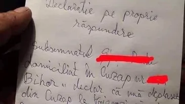 Râzi cu lacrimi! Cum a completat un tânăr din Bihor declarația de proprie răspundere: Declar că mă deplasez din Cuzap la Voievozi, de azi și până...