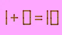 TEST IQ | Mutați un singur chibrit, pentru a corecta 1 + 0 = 10