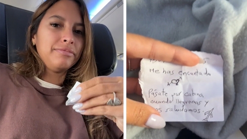 Ce bilețel a primit această tânără, de la pilotul avionului cu care călătorea: "Îmi place foarte mult de tine. Vino în.."