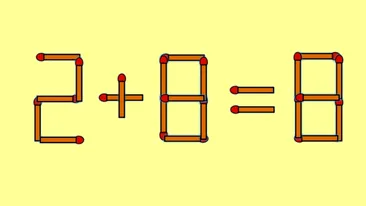 Test IQ cu chibrituri | Mutați un singur băț, pentru a corecta 2 + 8 = 8