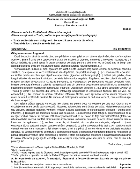 Subiecte Limba și literatura română, BAC 2019. Ce ar putea pica în acest an