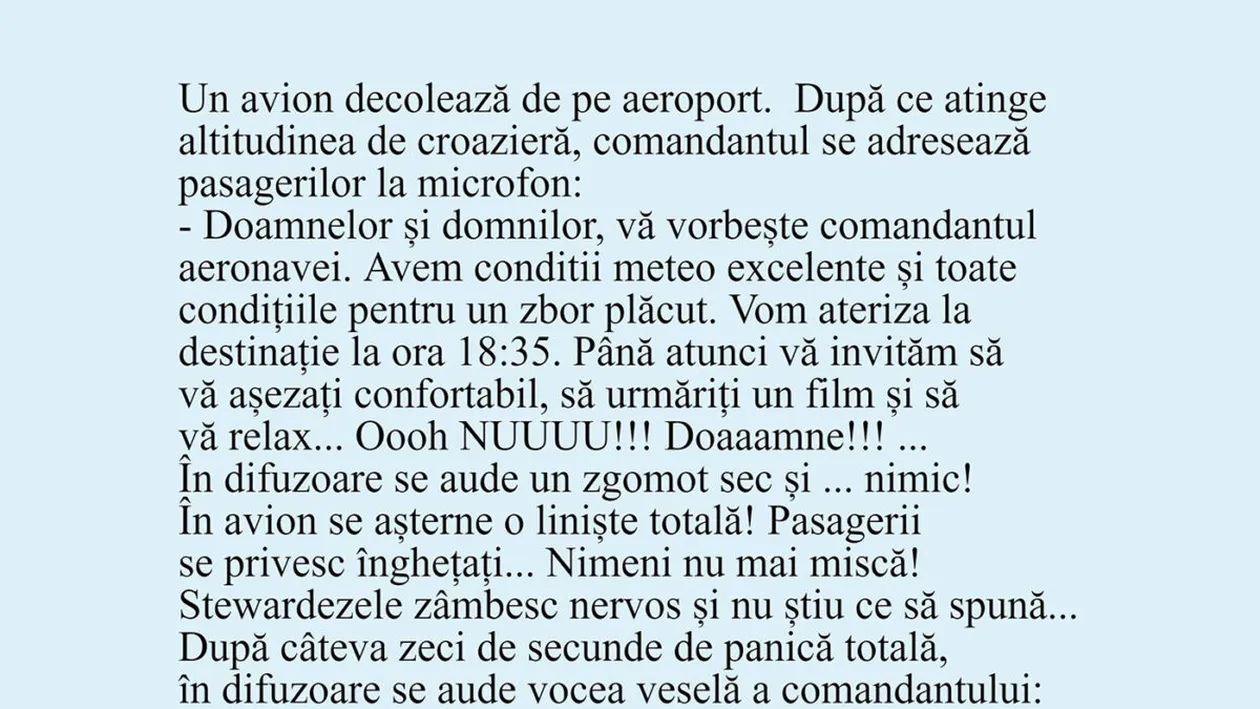 BANC | Doamnelor și domnilor, vă vorbește comandantul aeronavei
