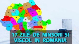 17 zile de viscol și ninsori în luna ianuarie, în România, potrivit meteorologilor EaseWeather