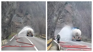 Traficul a fost blocat pe Valea Oltului. O cisternă cu GPL a avut pierderi de gaz, la ieșirea din Călimănești către Sibiu