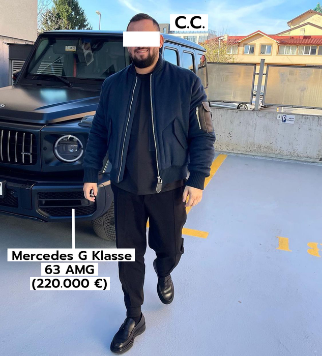 C.C., fratele lui T.C,. cu un  Mercedes G Klasse 63 AMG (220.000 €)