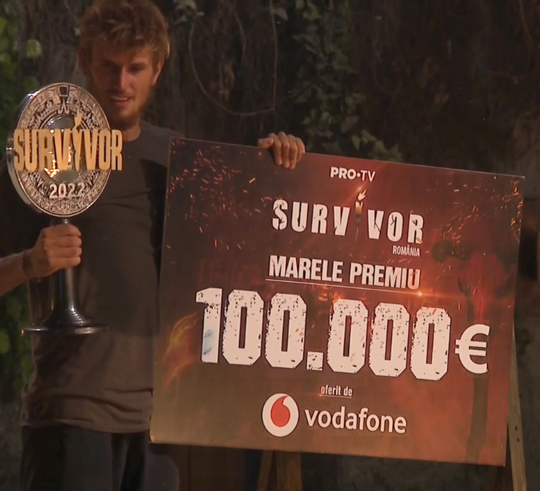 Suma câștigată de Alex Delea la SUrvivor România 2022. Foto: captură Pro TV