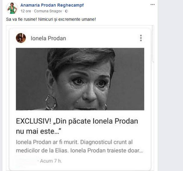 Anamaria Prodan, declarație tranșantă după ce s-a scris că mama ei ar fi murit! „Ne întristasem, speram să fie o știre falsă”