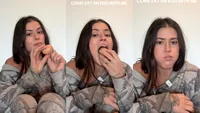 Tânăra care a speriat TikTok-ul cu niște banale ouă! Te trec fiorii după ce le bagă în gură și apoi începe să le mestece