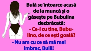 BANC | Bulă se întoarce acasă de la muncă și o găsește pe Bubulina dezbrăcată