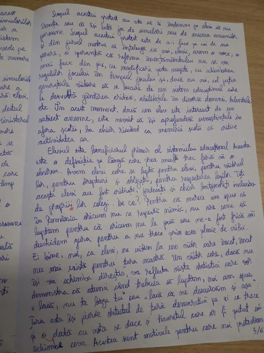 O elevă a luat nota 1 la Simulare la Bacalaurat 2019. Incredibil ce a scris pe foaie: „Stimați profesori, probabil ați înțeles deja că..”